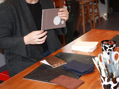 me showing different styles of stab binding