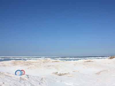 plates on the frozen lake superior shore!