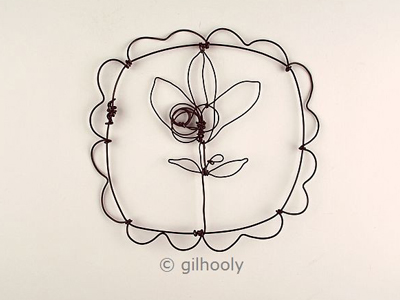 etsy : gilhooly : wire flora drawing with square wire border
