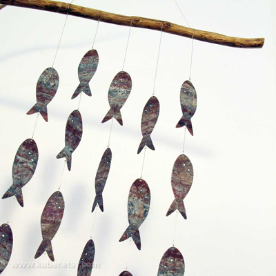 etsy : kuber : tin fishie beastie wall hanging