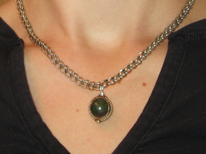 Spoon link necklace, Tibetan pendant