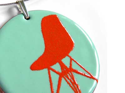 etsy : orange peel enamel : iconic modern -- necklace, enamel on copper