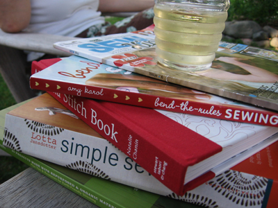 sewing books and wine with anna