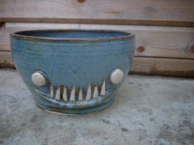 etsy : skeletal dropkick : big 'ol ceramic monster cereal bowl